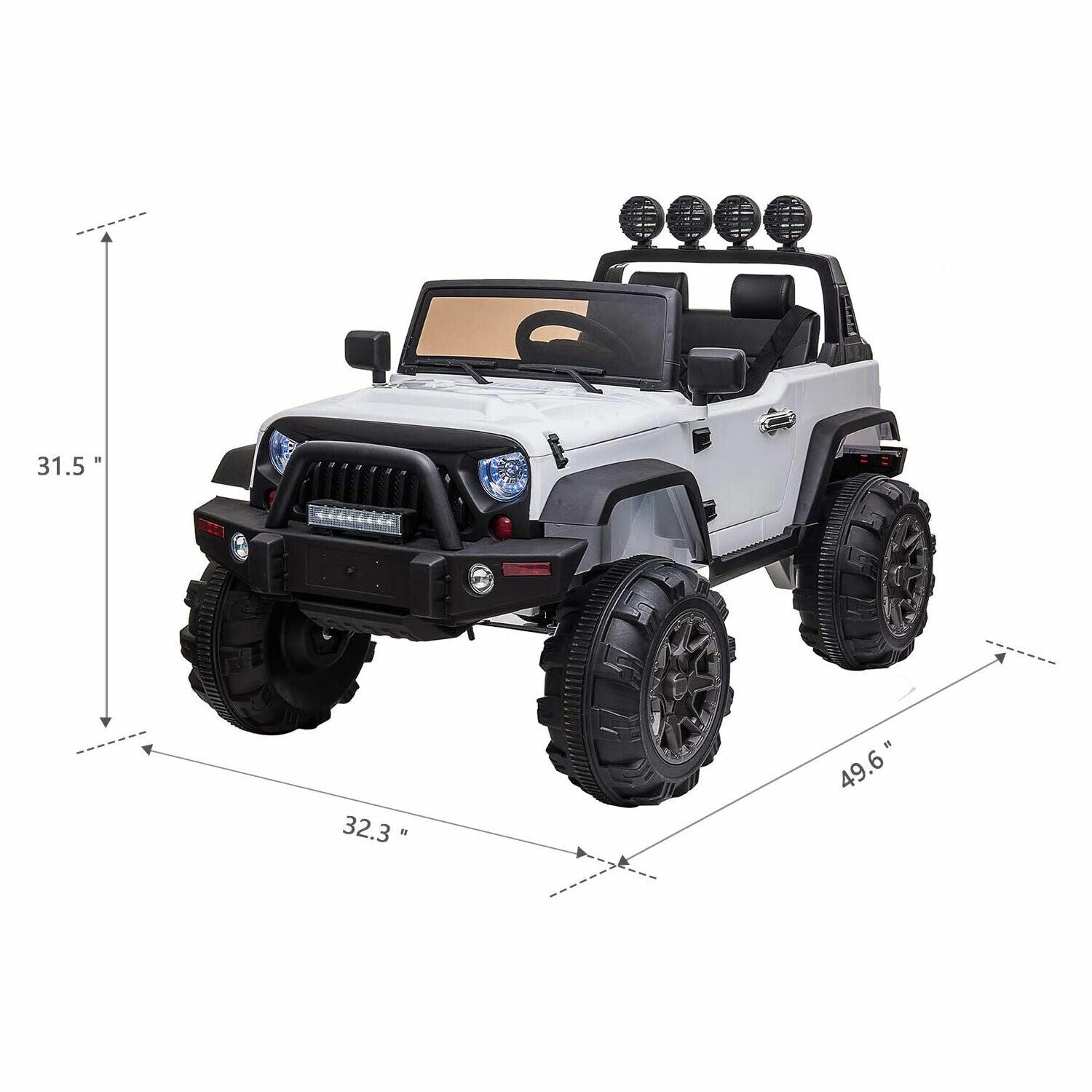 TOBBI 12V Kids Electric 2 Speed Open Top SUV Ride On Toy, White