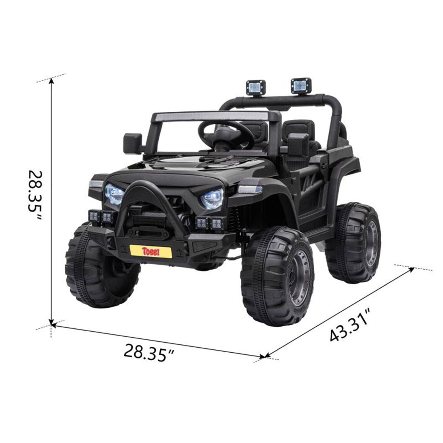 TOBBI 12V Kids Electric Ride On SUV Truck Car with 3 Speeds, Black