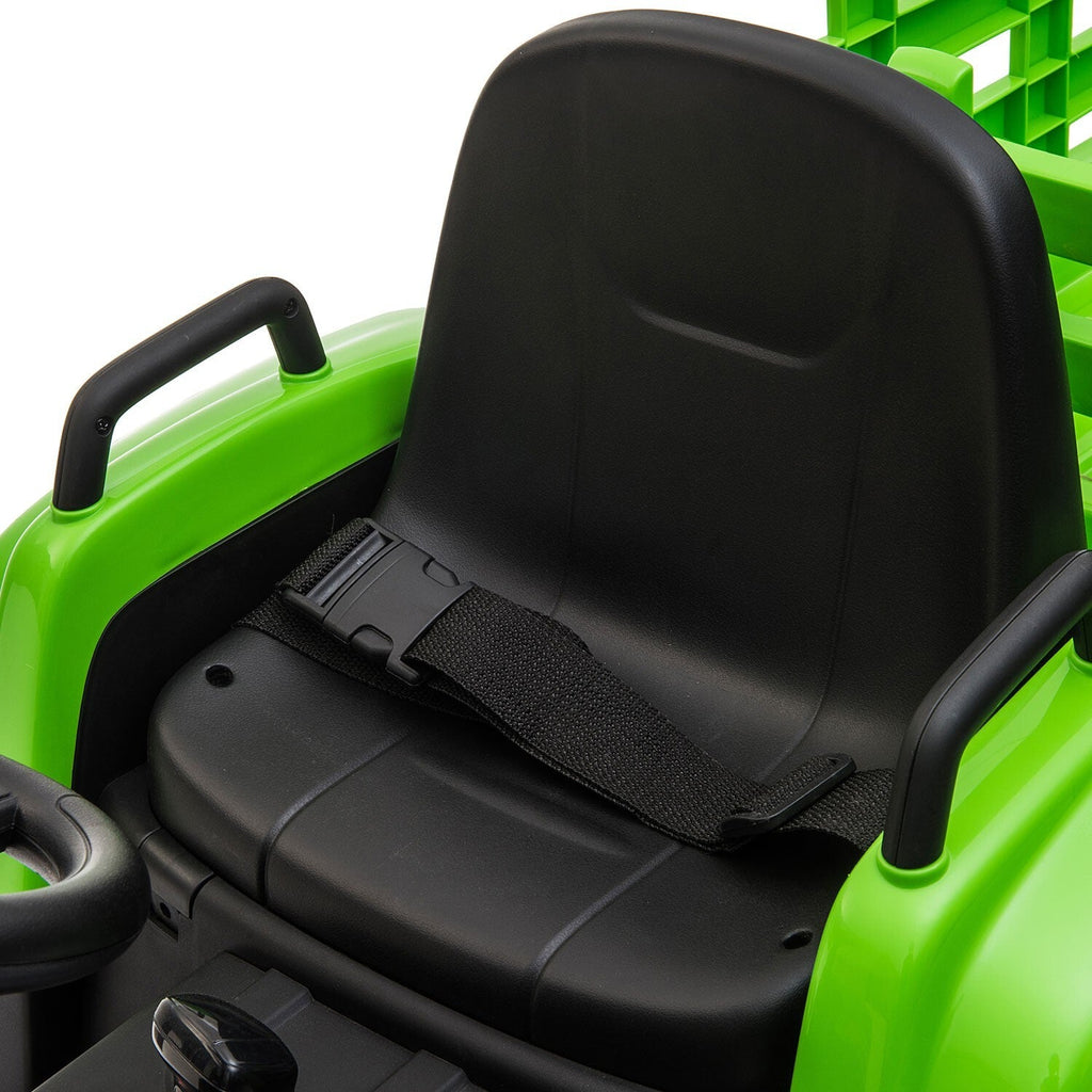 12V Battery-Powered Kids Electric Ride-On Tractor with Trailer Vehicle
