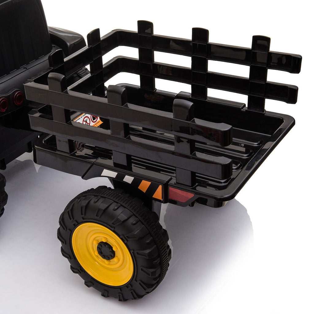 12V Electric Ride-On Kids Tractor with Battery Powered Toy Car and Trailer