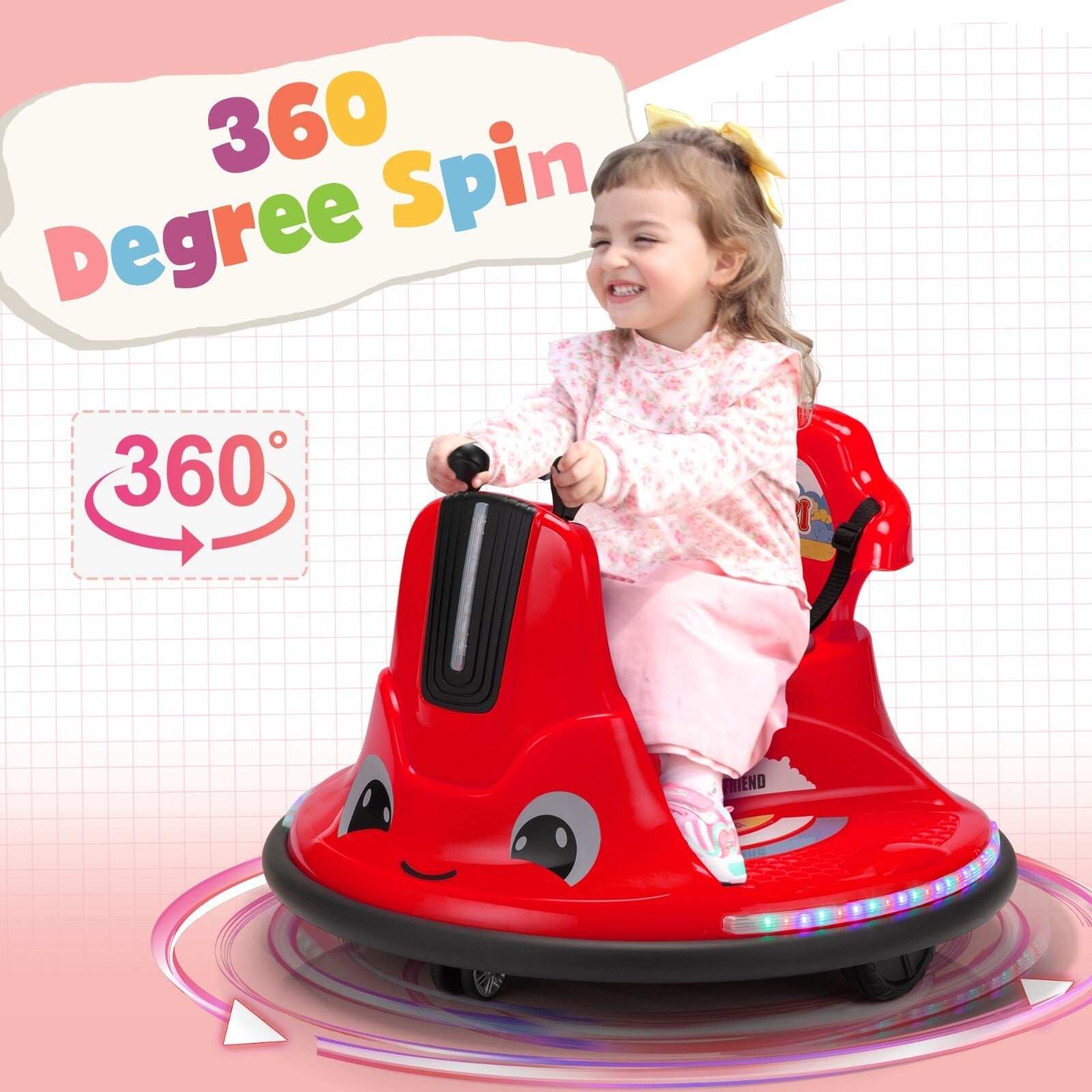 12V Electric Ride-On Snail Bumper Car with Remote Control for Toddlers