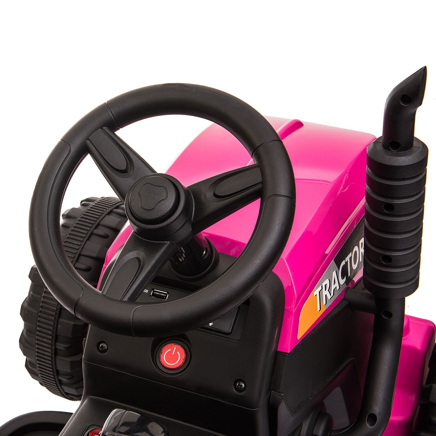 TOBBI 12V Electric Tractor for Kids with Trailer and Dual Motors - Perfect Gift for Young Drivers