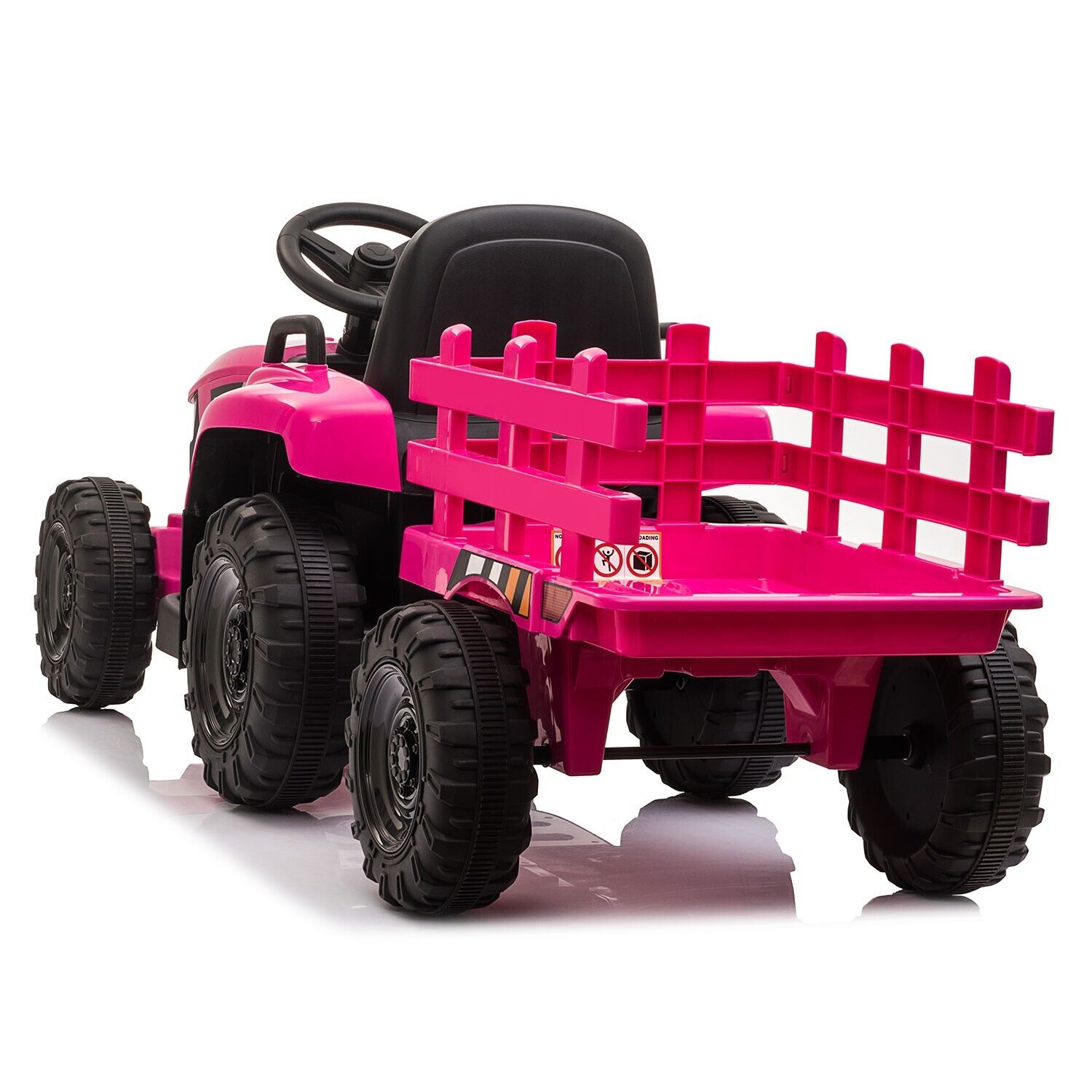 TOBBI 12V Electric Kids Tractor with Trailer and Dual Motors