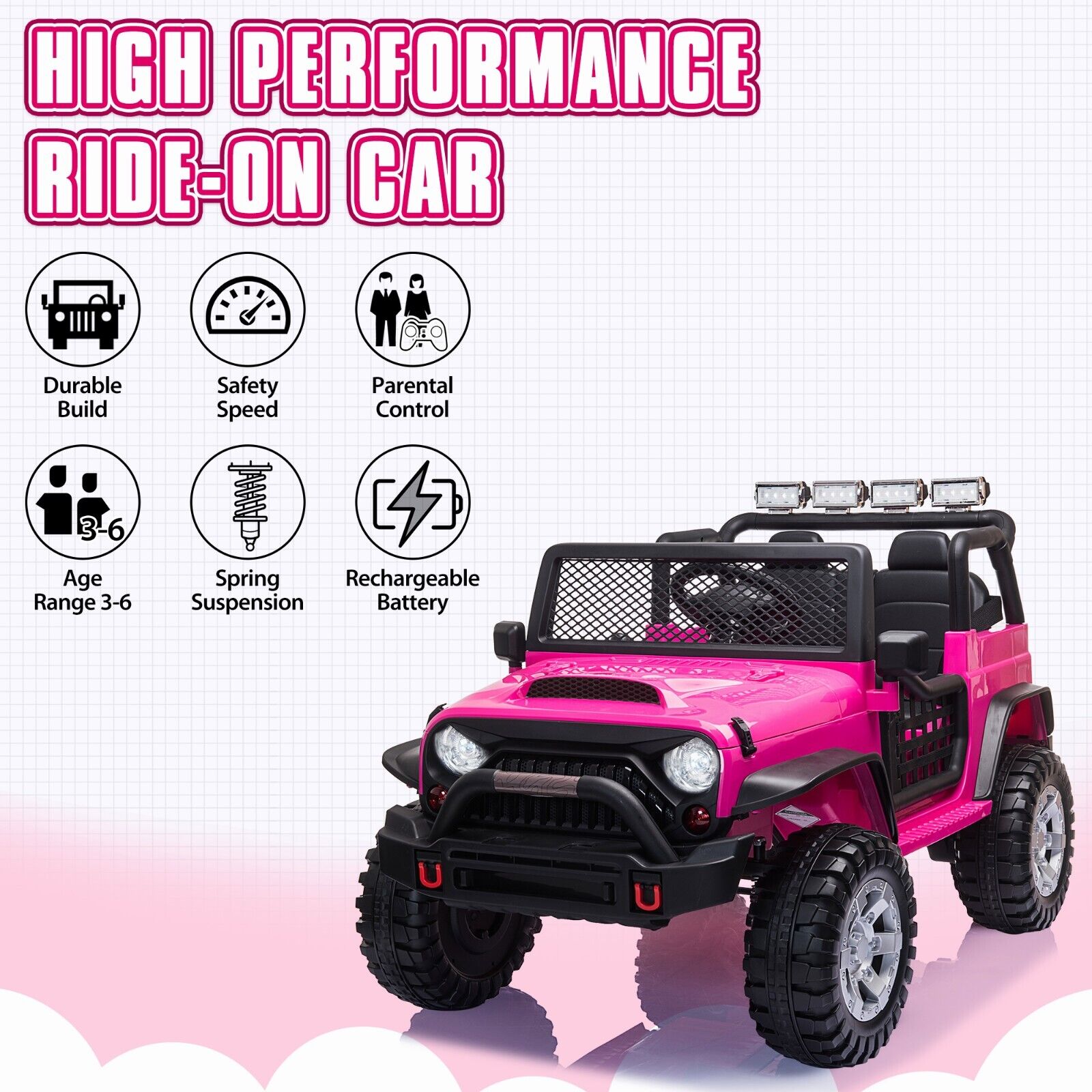 TOBBI 12V Electric Ride-On Truck with Remote Control for Kids