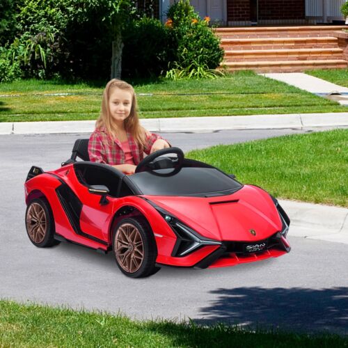 TOBBI 12V Lamborghini SIAN Electric Car for Kids with Remote Control - Red