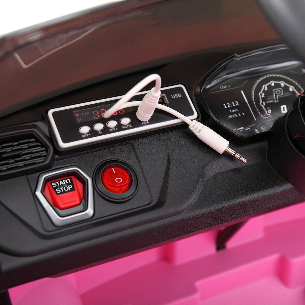 TOBBI 12V Lamborghini SUV Ride-On Car for Kids with Remote Control, MP3 Player, and Pink Color