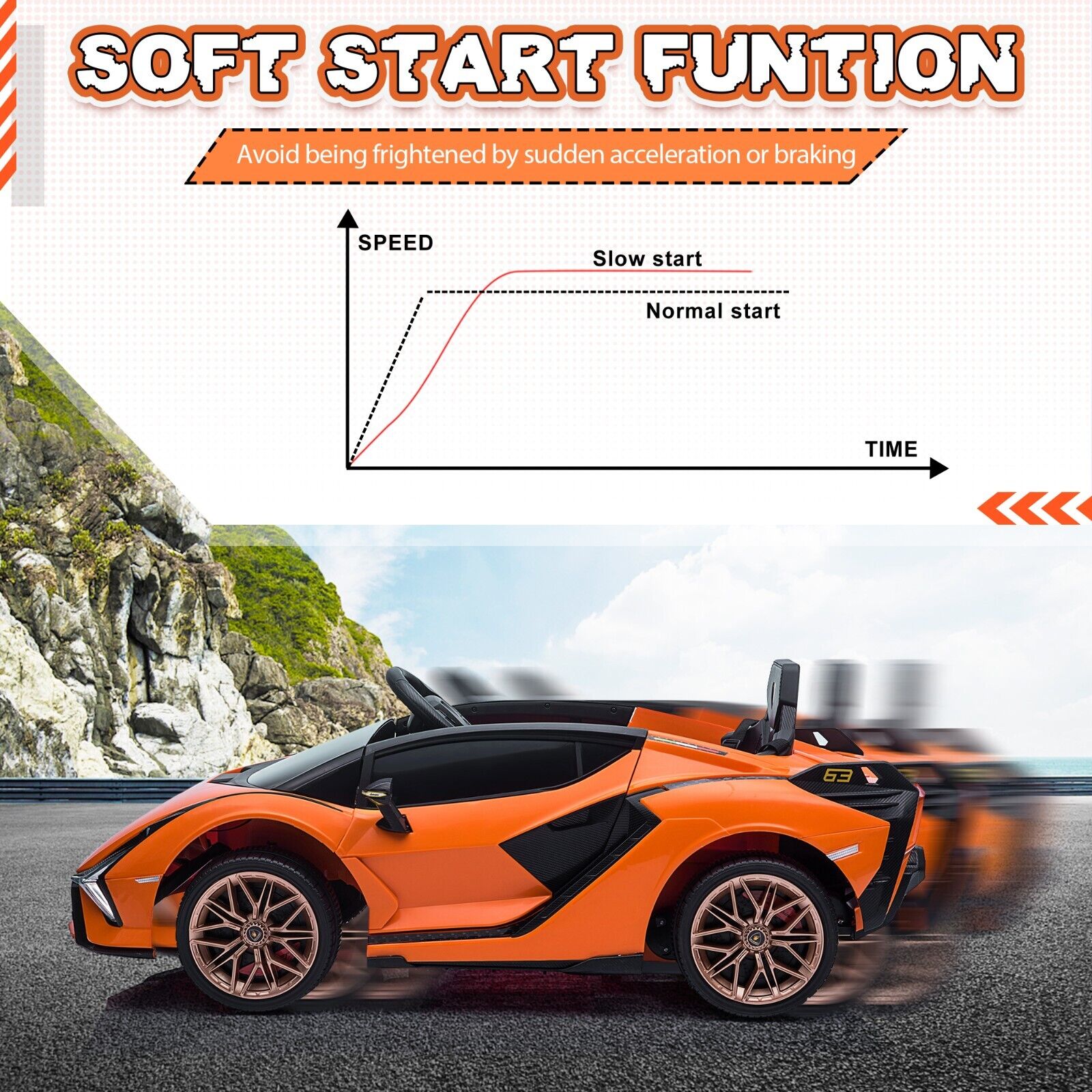 TOBBI 12V Licensed Lamborghini Sian Battery Powered Ride On Car for Kids with Remote Control