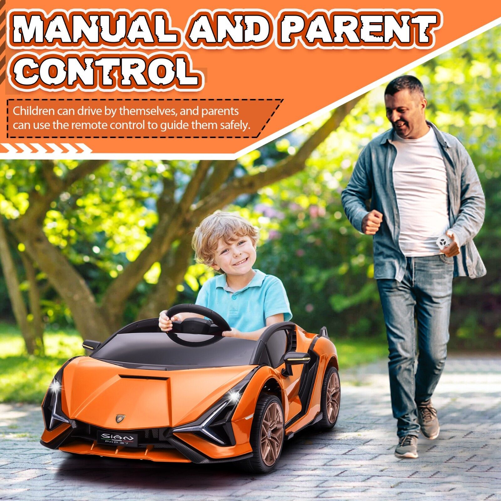 TOBBI 12V Licensed Lamborghini Sian Battery Powered Ride On Car for Kids with Remote Control