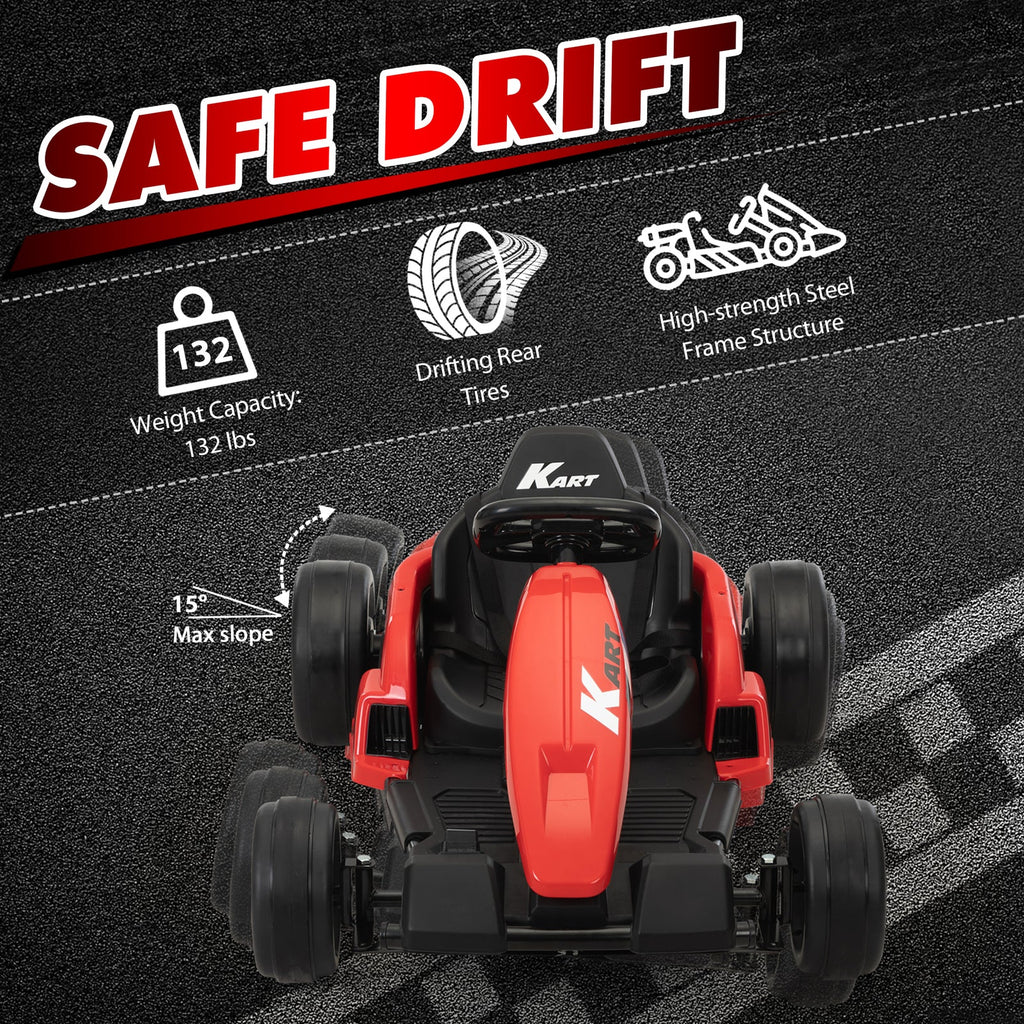 24V Electric Ride-On Go-Kart Toy Vehicle for Kids Ages 4-16