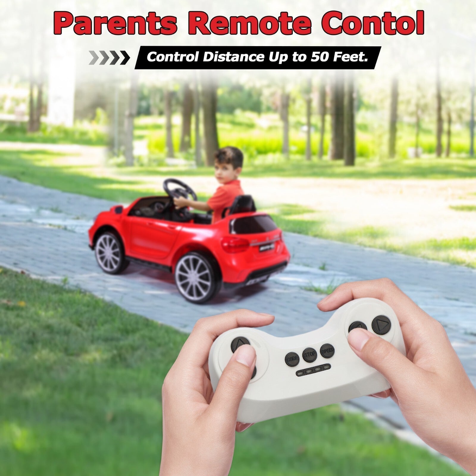 Kids Licensed Mercedes Benz Ride-On Car with 2.4G Remote Control - Red