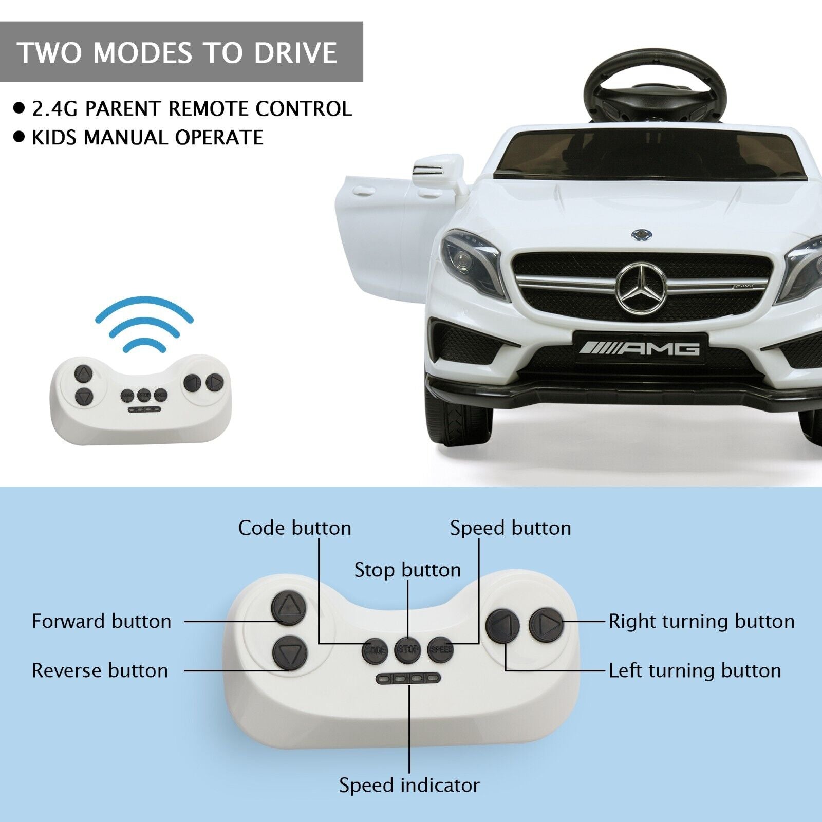 TOBBI Mercedes Benz Licensed Kids Electric Ride-On Car with Remote Control and MP3 Player