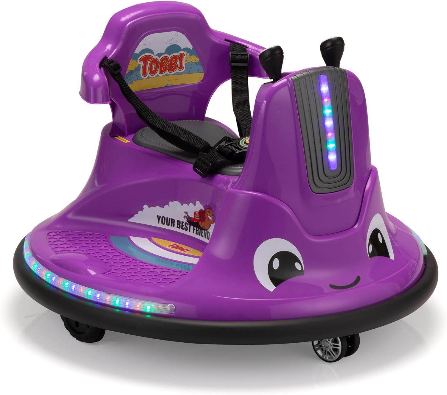 12V Purple Snail Bumper Ride-On Car with Remote Control and DIY Stickers