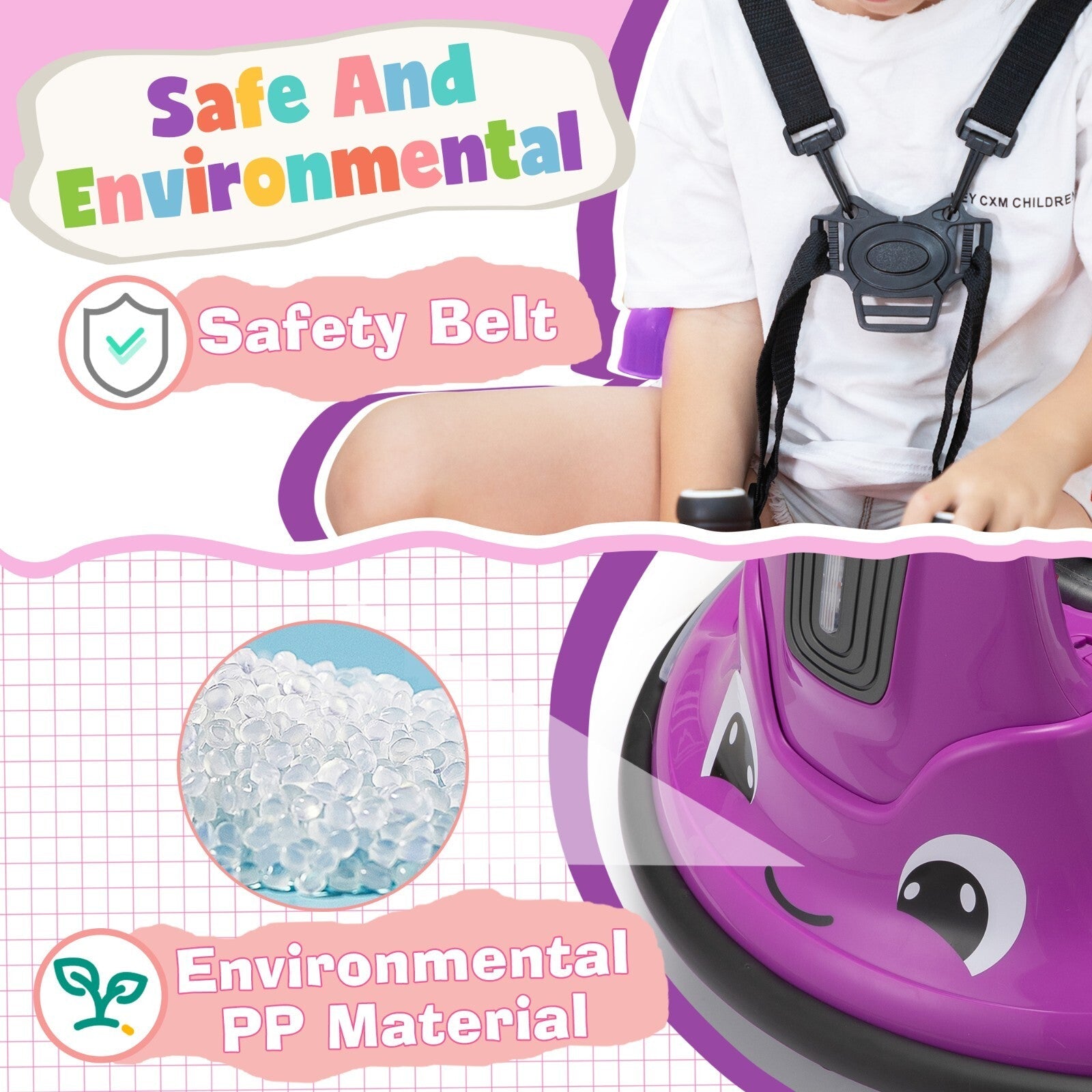 12V Battery-Powered Electric Snail Bumper Ride-On Car Toy