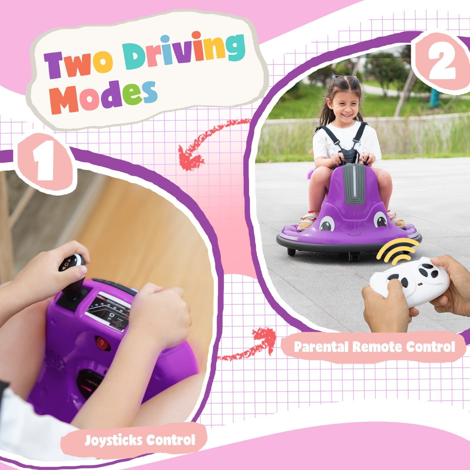 12V Battery-Powered Electric Snail Bumper Ride-On Car Toy