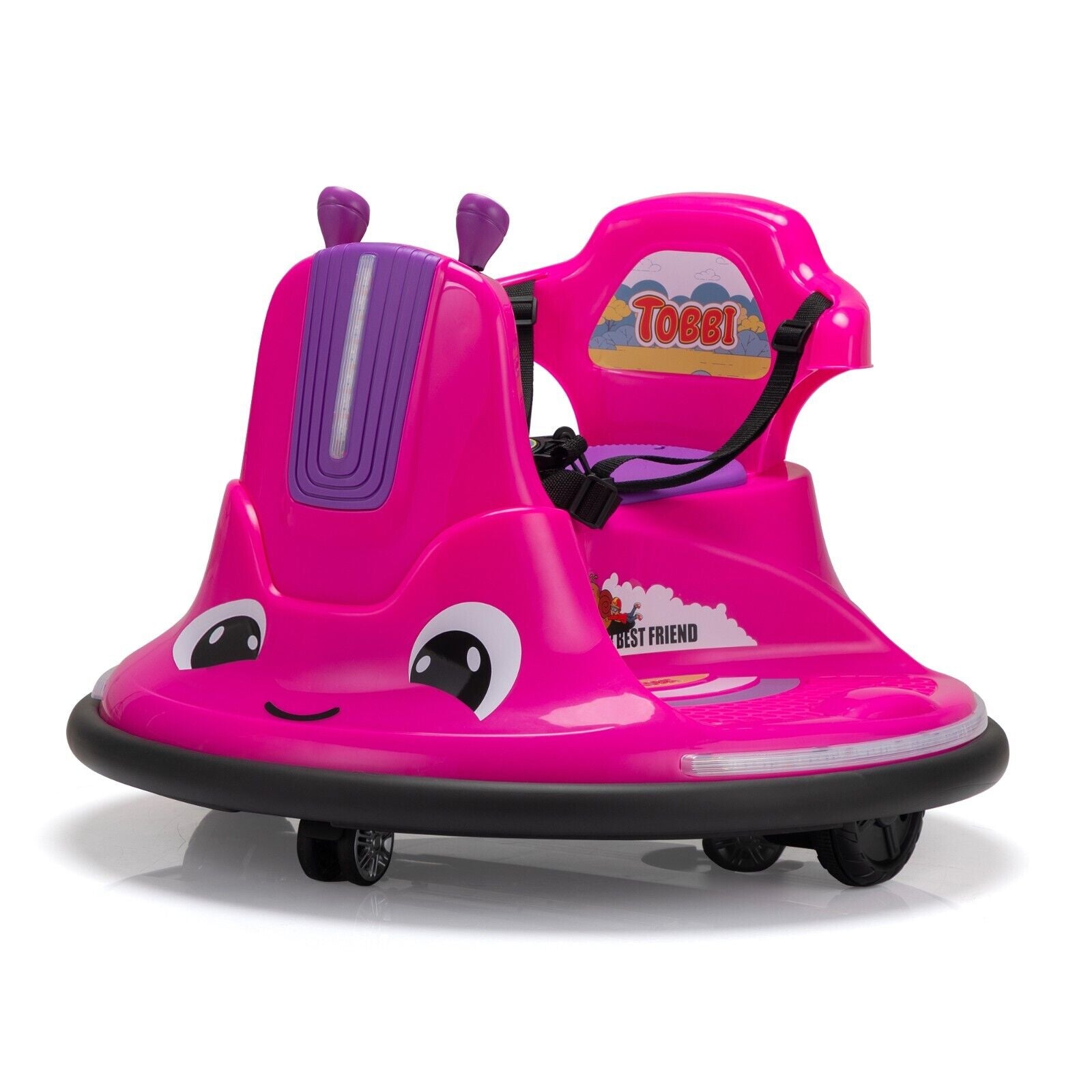 TOBBI Snail Shaped 12v Electric Ride On for Toddlers - Rosy+Light