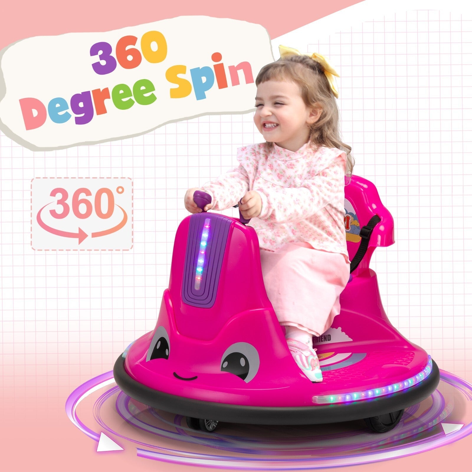 12V Electric Snail-Shaped Ride-On Car for Toddlers with 360° Rotating Bumper