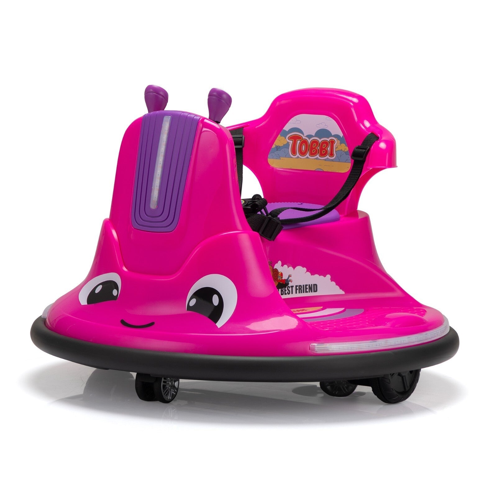 12V Electric Snail-Shaped Ride-On Car for Toddlers with 360° Rotating Bumper