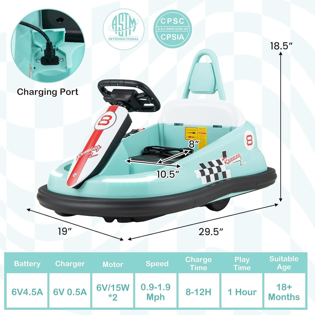 Battery-Powered Toddler Ride-On Bumper Car with Steering Wheel and Bumping Feature
