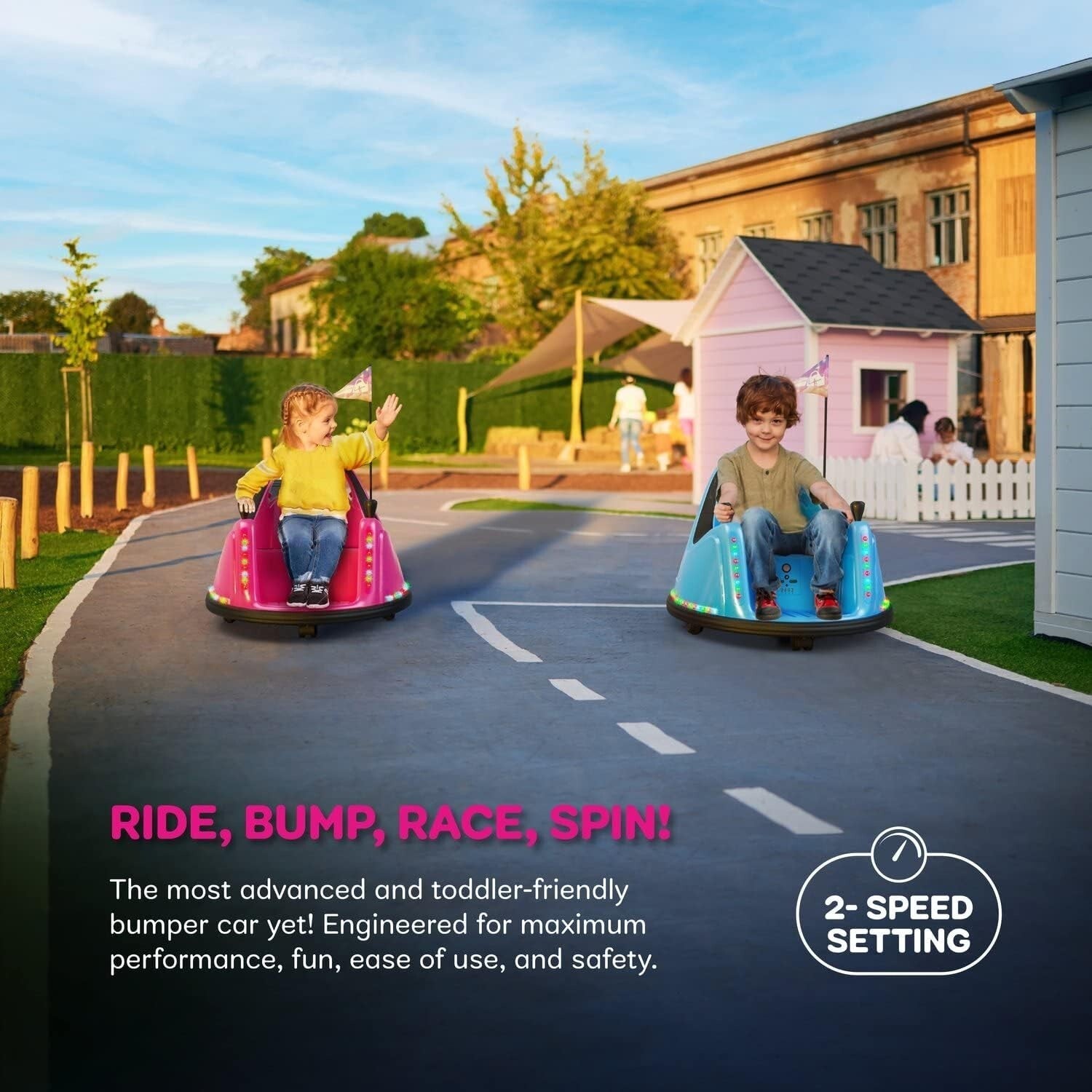 Toddler Electric Bumper Car with 360-Degree Spin and Rechargeable Battery