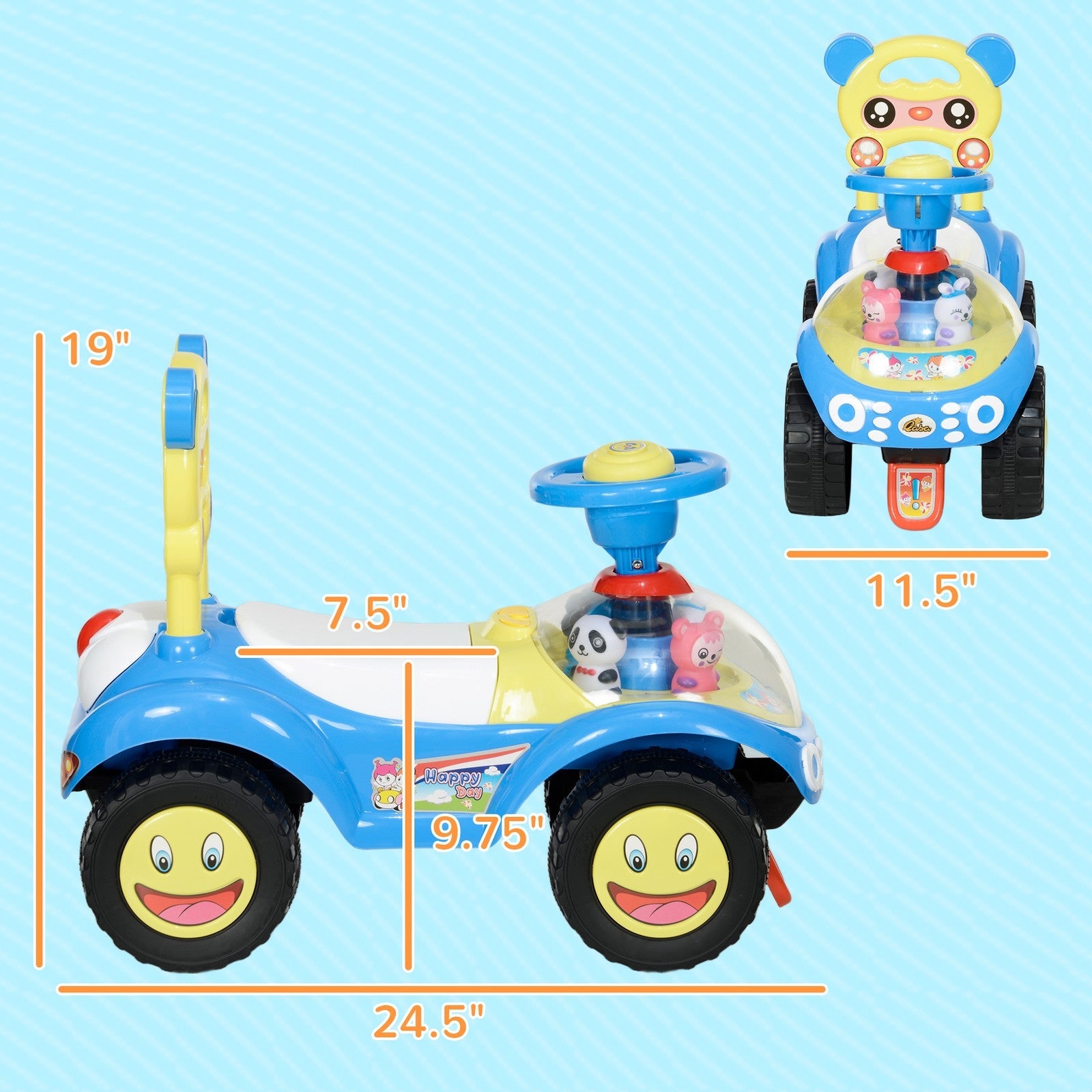 Toddler Push Foot-to-Floor Sliding Ride-On Car for Kids Blue