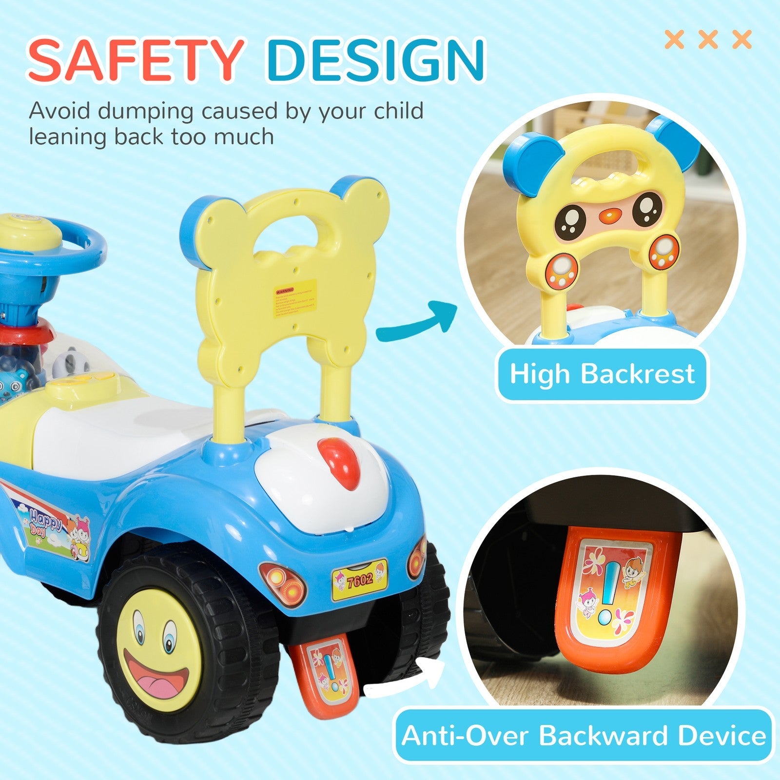 Toddler Push Foot-to-Floor Sliding Ride-On Car for Kids Blue