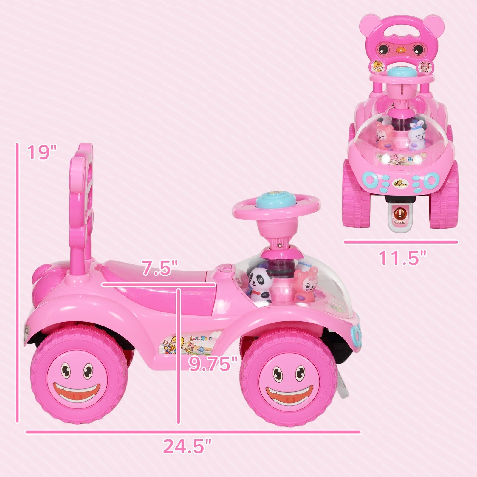 Toddler Push and Ride Foot-to-Floor Sliding Car for Kids Pink