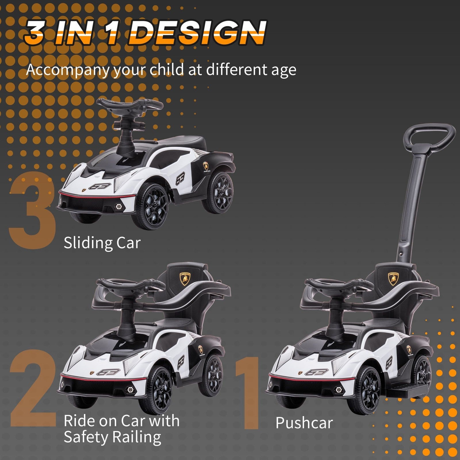 Toddler Push Walker Car Stroller with Music for Ages 1-3