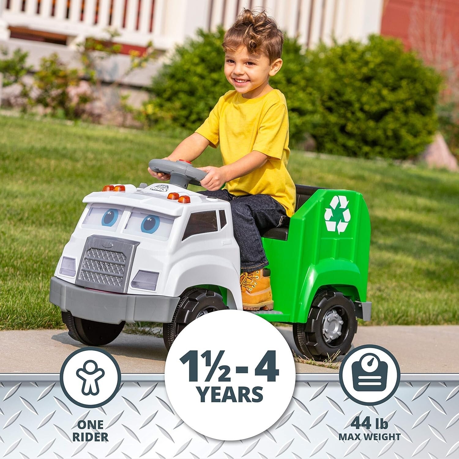 Battery-Powered Rechargeable Ride-On Garbage Truck for Toddlers
