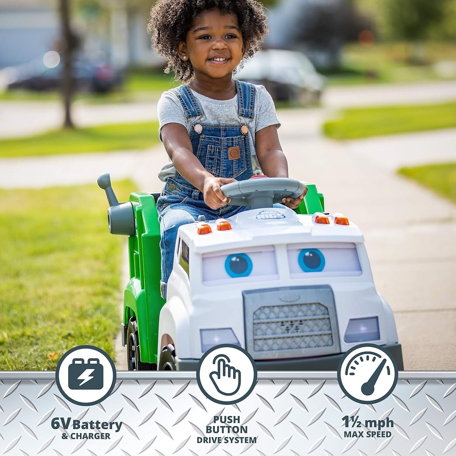 Battery-Powered Rechargeable Ride-On Garbage Truck for Toddlers
