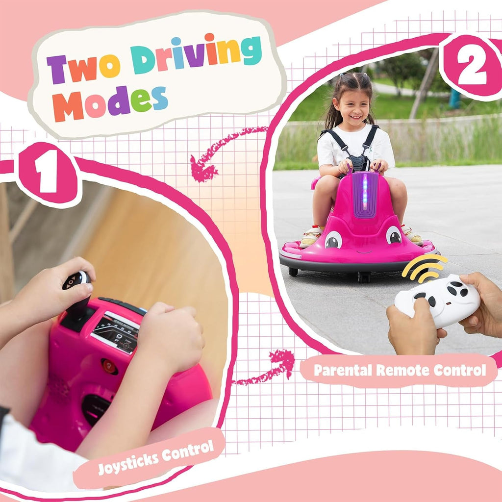 12V Electric Snail-Shaped Ride-On Bumper Car for Toddlers with Remote Control
