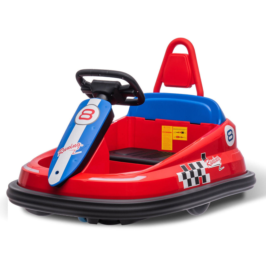 Toddler and Kids Ride-On Bumper Car with 360° Spin, 2 Speeds, Safety Belts, and Lights