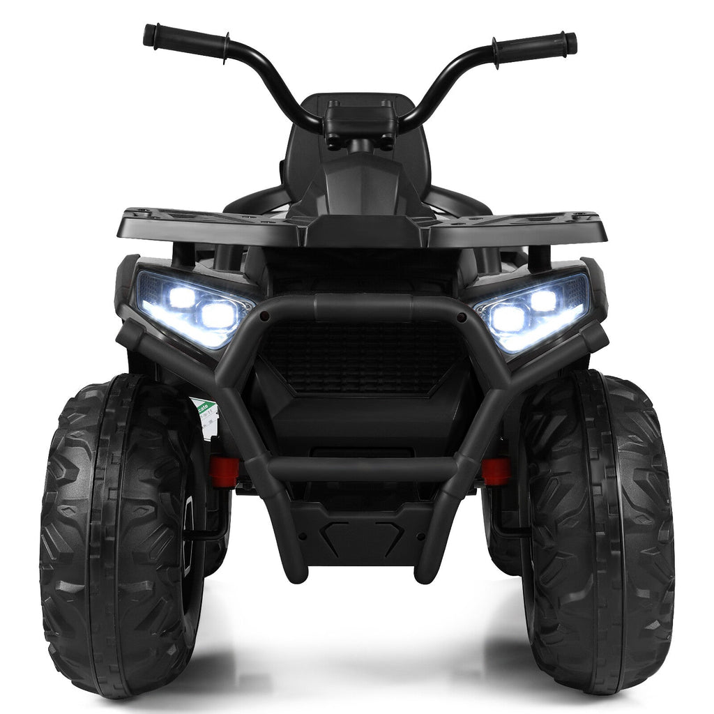 12V Kids Electric Ride-On Car Toy with LED Lights and Music – Black/Red