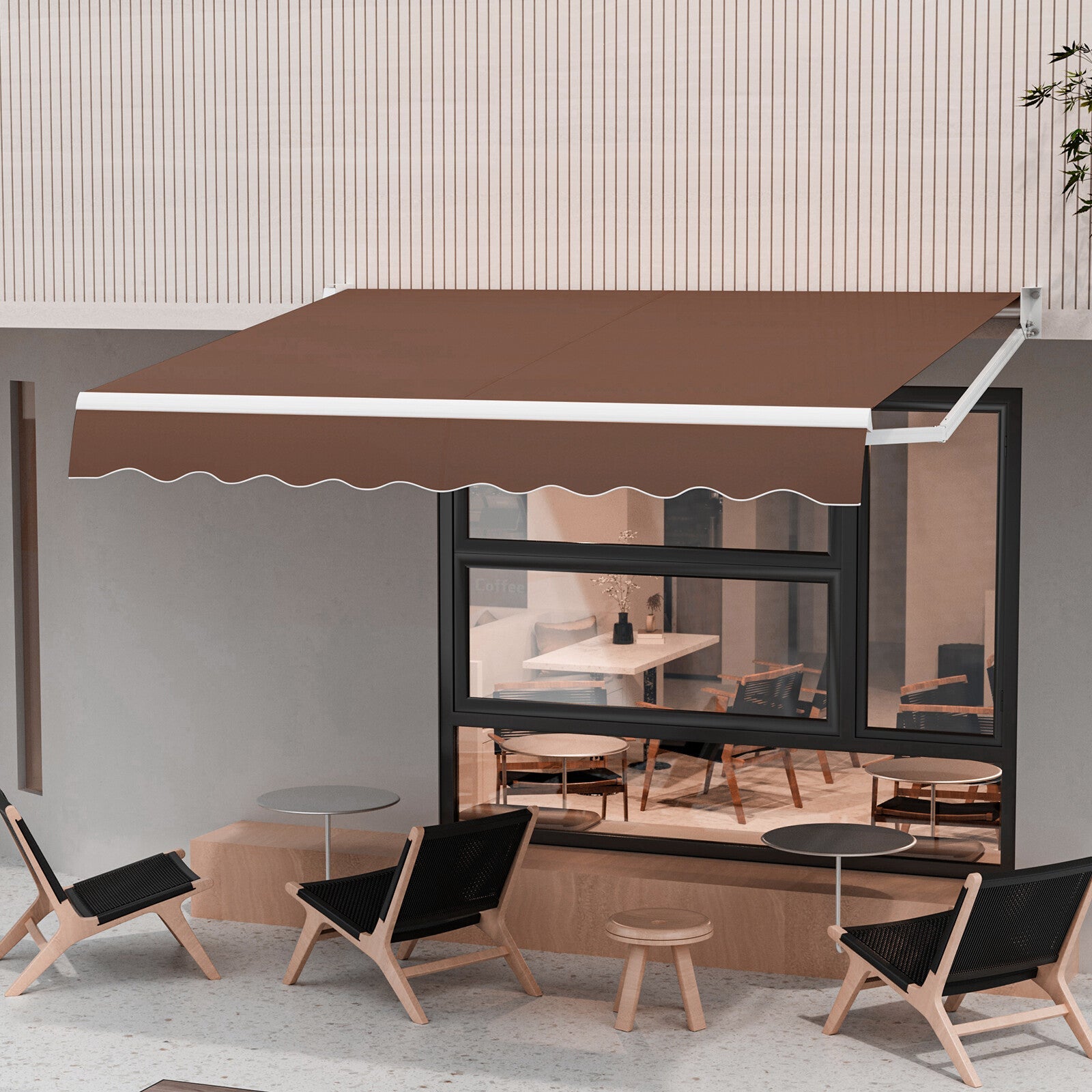 8' x 6.6' Retractable Awning with Aluminum Frame and Sun Water Protection PA Fabric