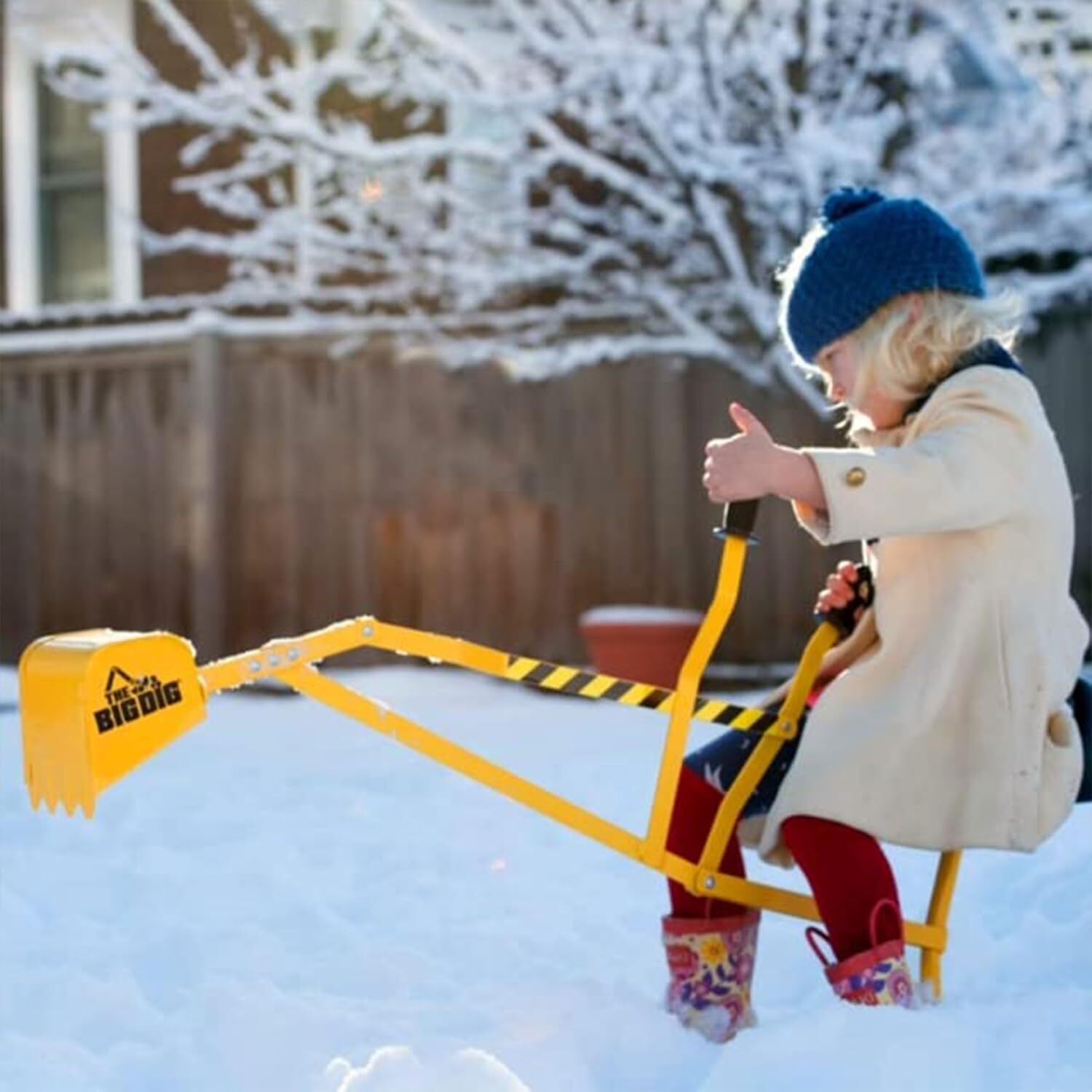 Kids 3+ Ride-On Excavator Sand Digger with 360-Degree Rotating Base, Yellow