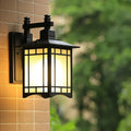 Traditional black led wall lamp garden lantern with frosted glass
