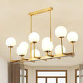 Traditional brass opal glass island pendant light dining room
