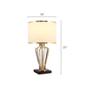 Traditional brass table light with drum shade for living room
