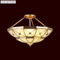 Traditional brass umbrella semi flush mount living room light 32" width
