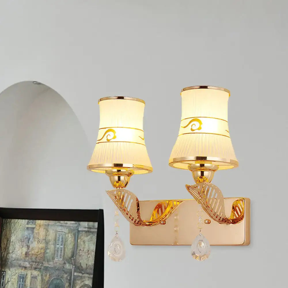 Traditional gold and cream wall sconce light dining room crystal