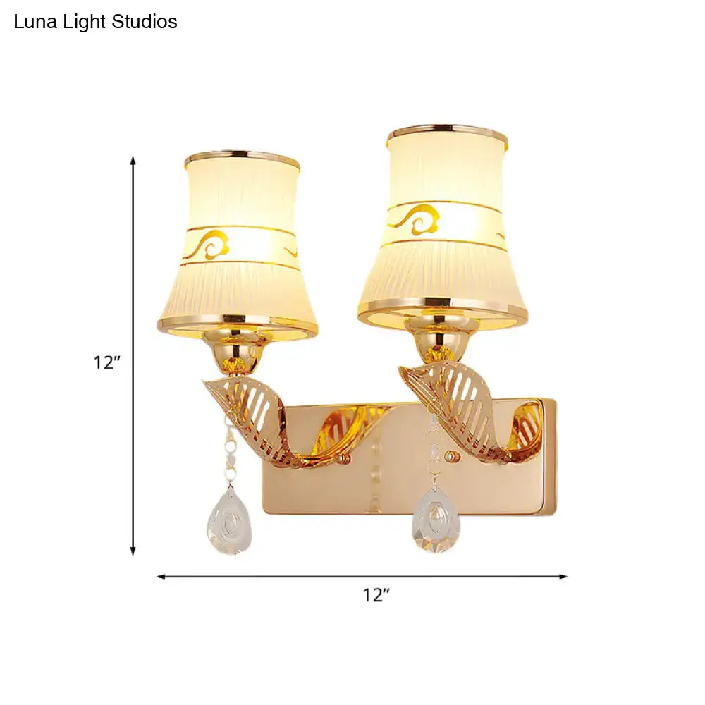 Traditional gold and cream wall sconce light dining room crystal