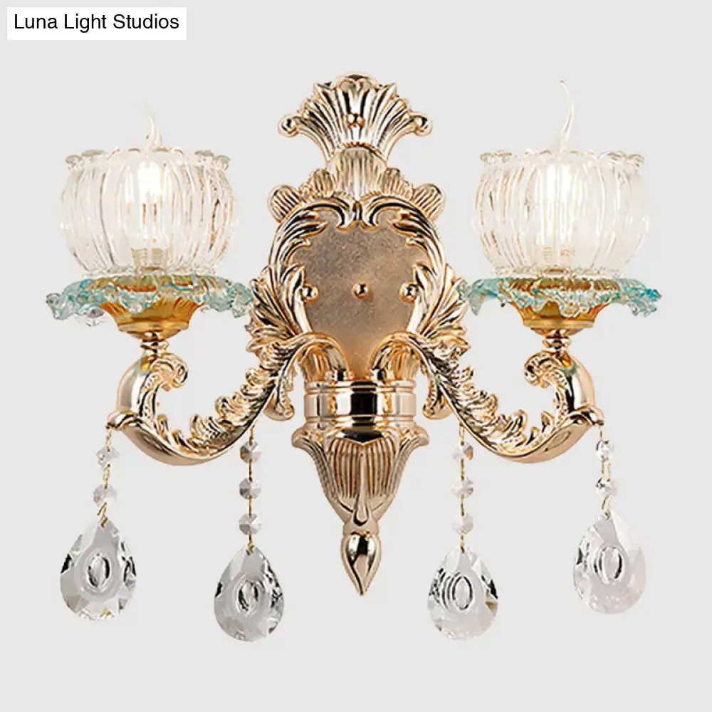 Traditional gold crystal wall sconce e12 restaurant wall lighting