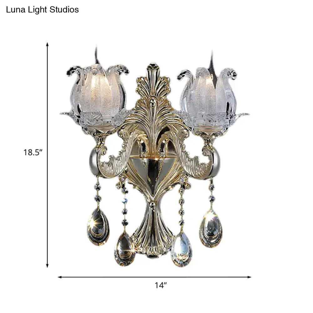 Traditional gold swan frosted glass sconce living room wall light