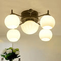 Traditional white glass bubble shade living room ceiling light