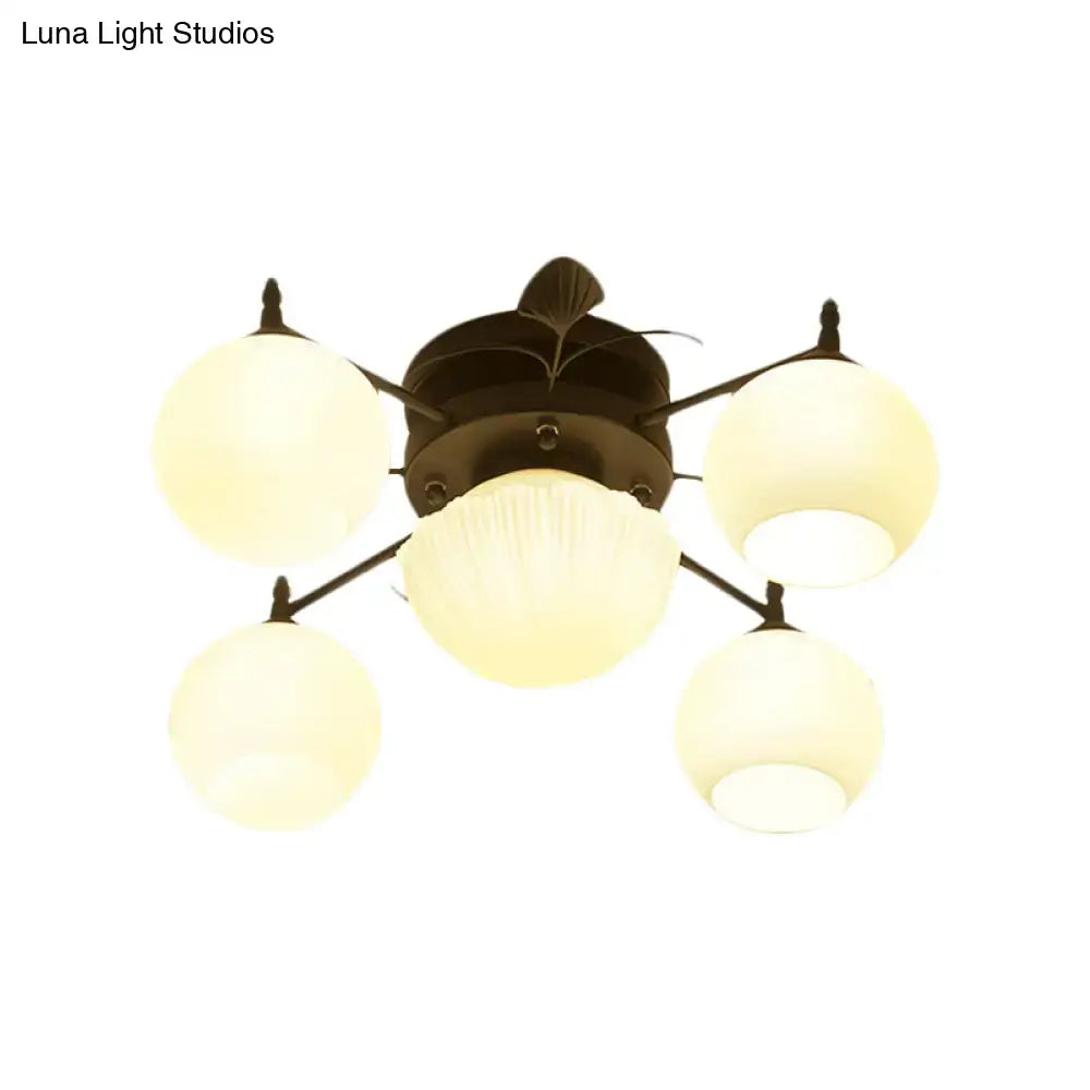 Traditional white glass bubble shade living room ceiling light