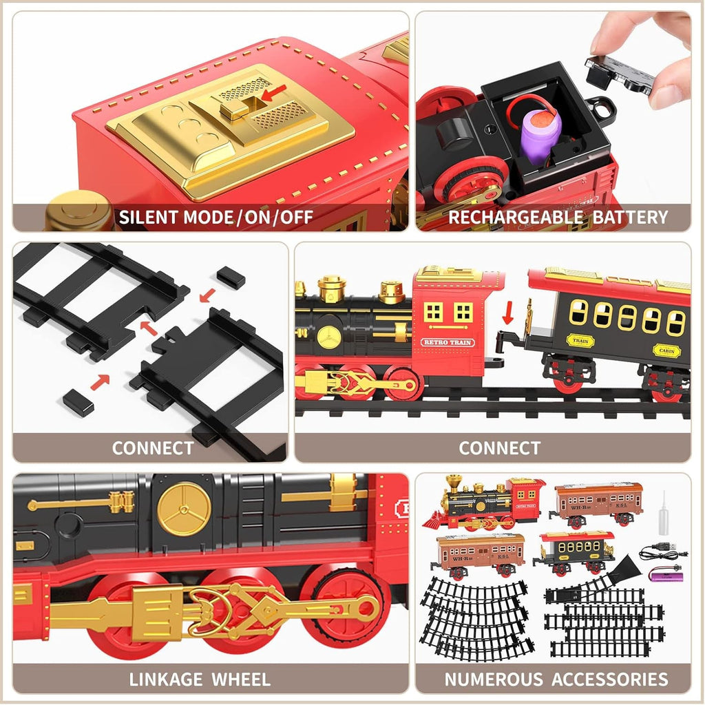 Train Set for Kids and Toddlers Ages 3-5 with Steam Engine, Cargo Car, and Long Train