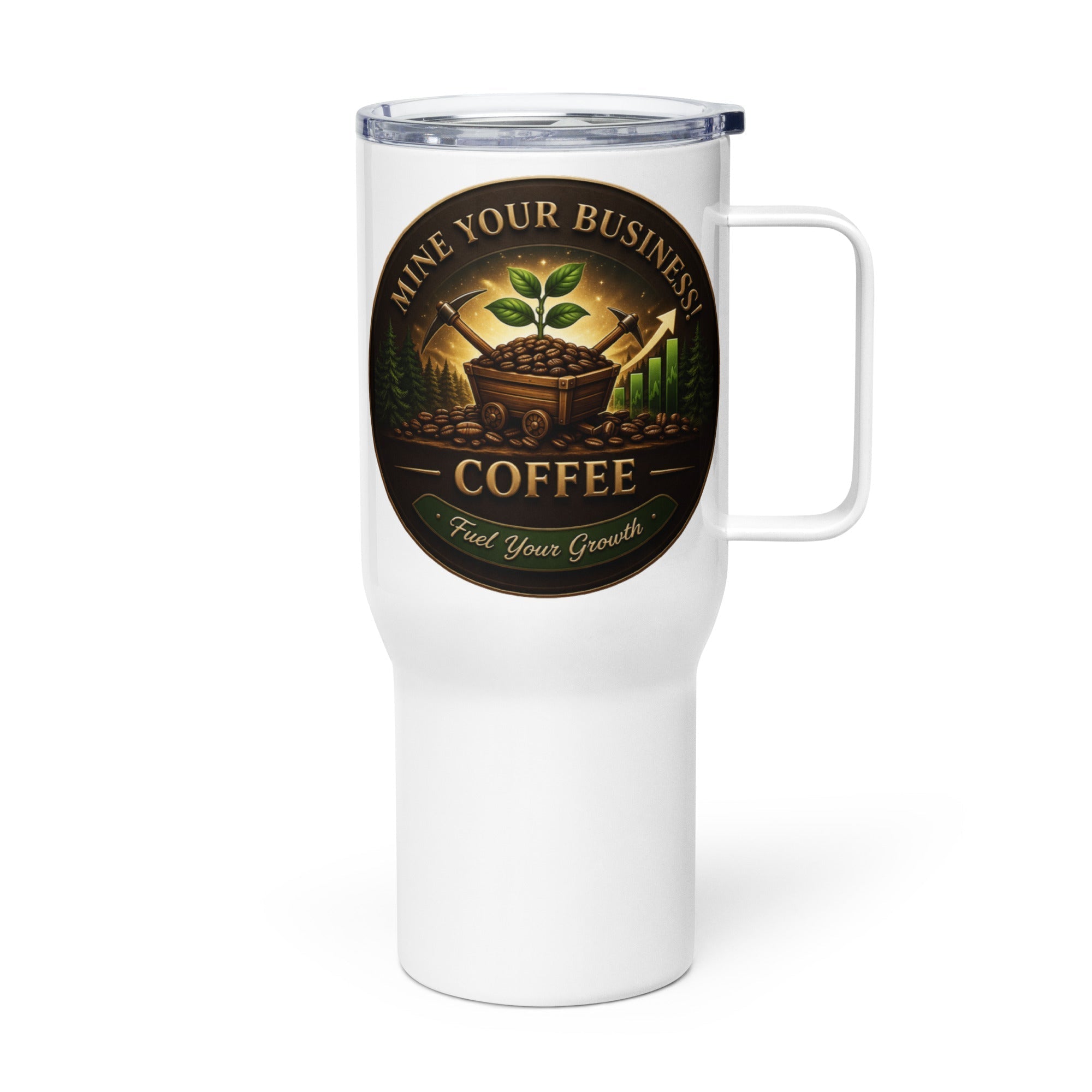 Travel mug with a handle