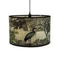 Tropical bird print bamboo pendant light dining room fabric shade