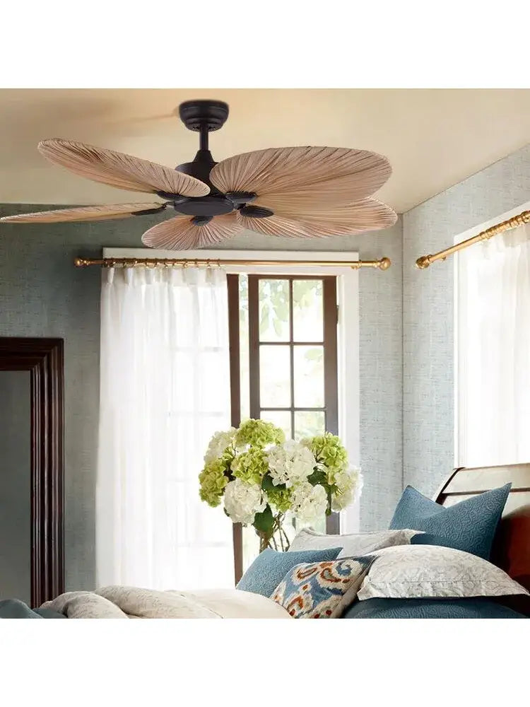 Tropical bronze and brown leaf ceiling fan living room led ceiling fan