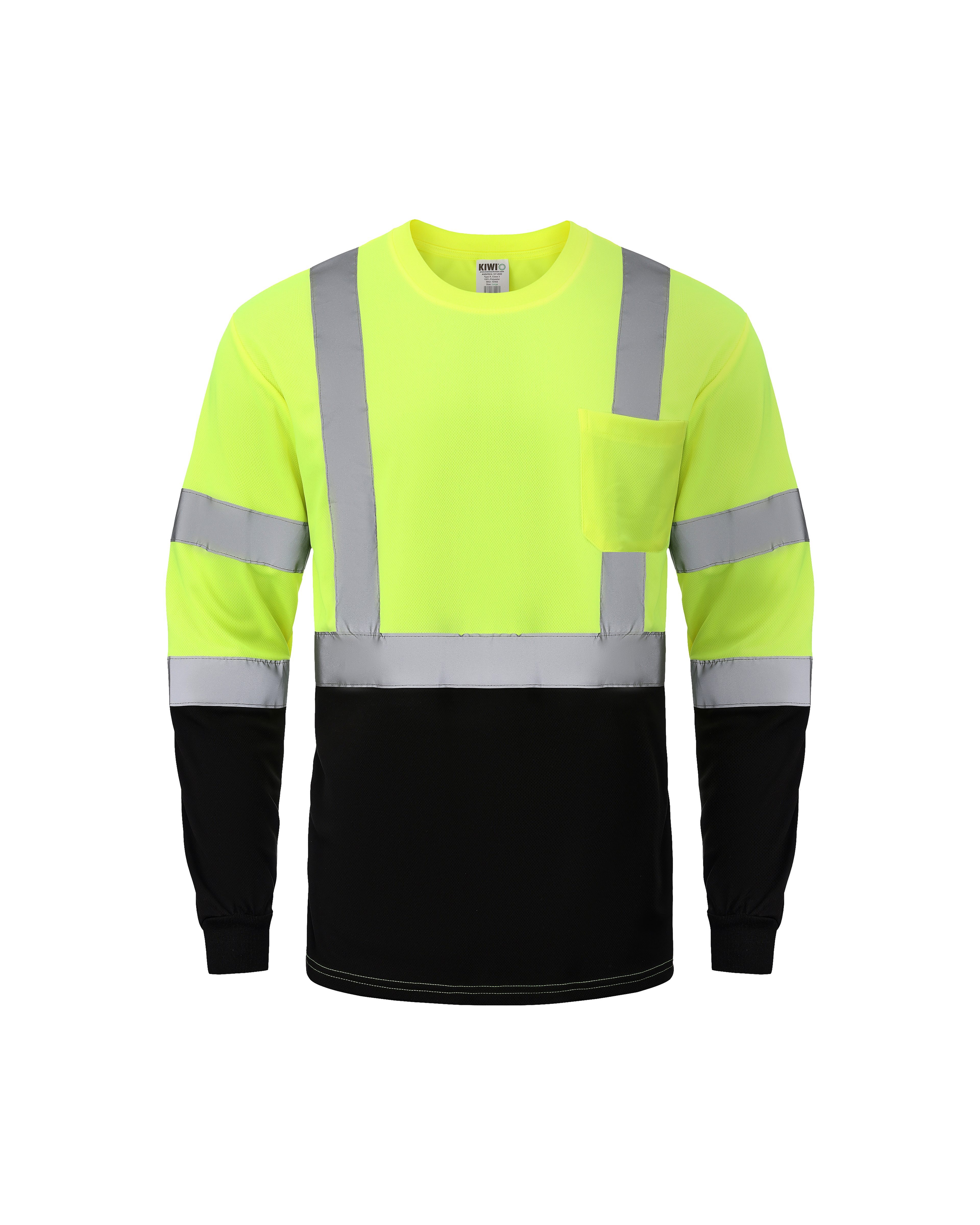Kiwi High Visibility ANSI/ISEA 107-2020, Type R, Class 3 Two Tone Neon Long Sleeve Safety Shirt [R73100]