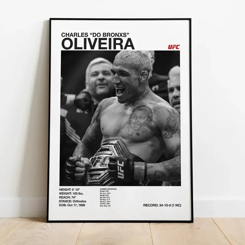 Set of 9 black and white ufc canvas print gym wall decor